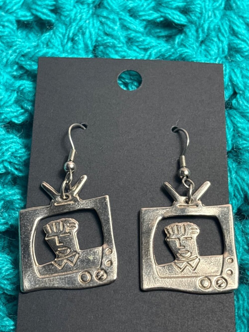 Vintage Silvertone Television Dangle Earrings 1 1/8 inches